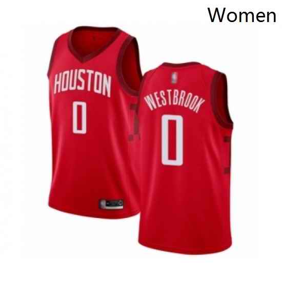 Womens Houston Rockets 0 Russell Westbrook Red Swingman Jersey Earned Edition